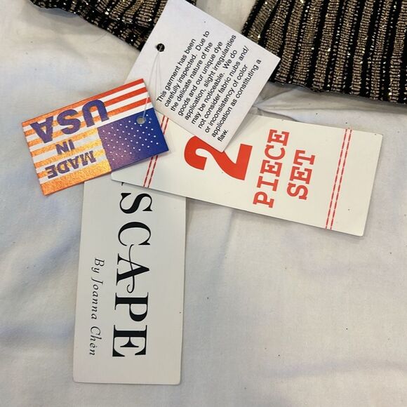 NWT XSCAPE Women's Gold & Black Tank Top and Open Front Cardigan Set Size Large - Picture 8 of 14